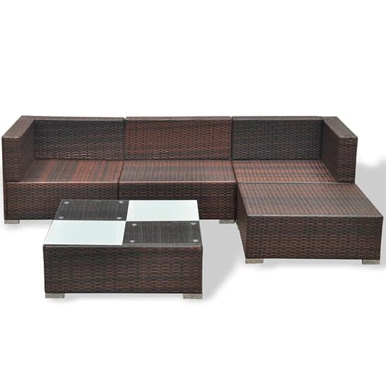 Paton Rattan 5 Piece Garden Lounge Set With Cushions In Brown_5