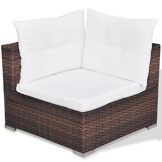 Paton Rattan 5 Piece Garden Lounge Set With Cushions In Brown_7