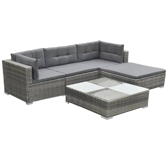 Paton Rattan 5 Piece Garden Lounge Set With Cushions In Grey_2