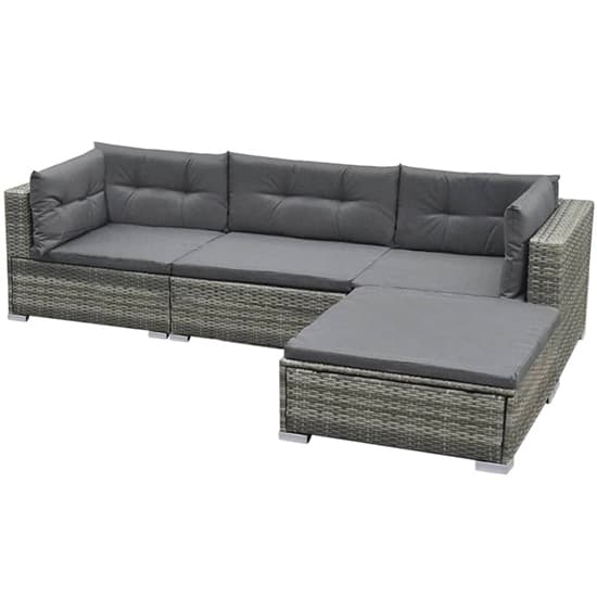 Paton Rattan 5 Piece Garden Lounge Set With Cushions In Grey_3