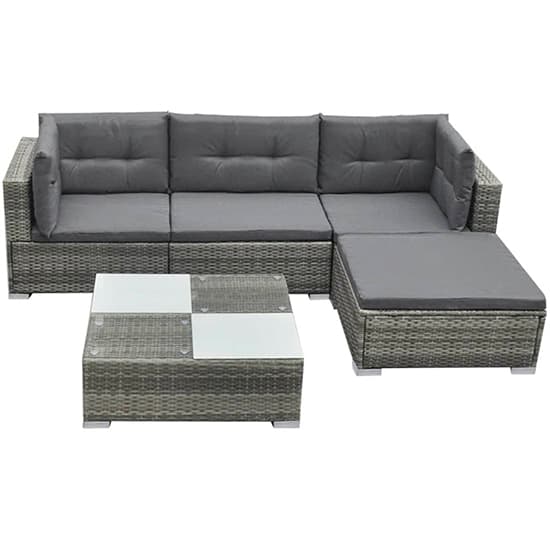 Paton Rattan 5 Piece Garden Lounge Set With Cushions In Grey_4