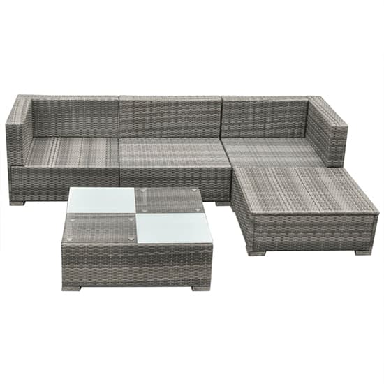 Paton Rattan 5 Piece Garden Lounge Set With Cushions In Grey_5