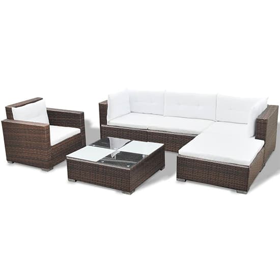 Paton Rattan 6 Piece Garden Lounge Set With Cushions In Brown_2