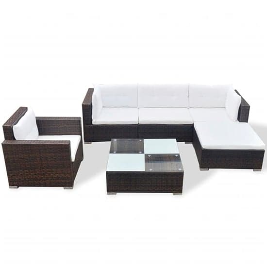 Paton Rattan 6 Piece Garden Lounge Set With Cushions In Brown_3
