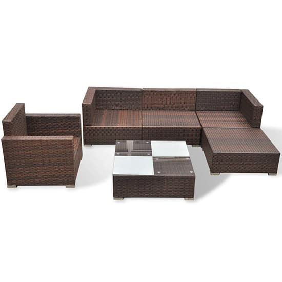 Paton Rattan 6 Piece Garden Lounge Set With Cushions In Brown_4