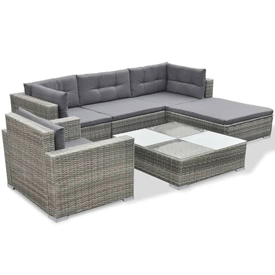 Paton Rattan 6 Piece Garden Lounge Set With Cushions In Grey_3