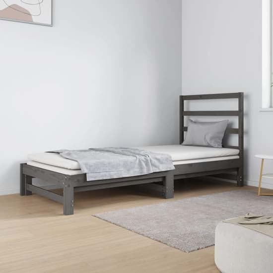 Patras Solid PIne Wood Pull-Out Day Bed In Grey_1
