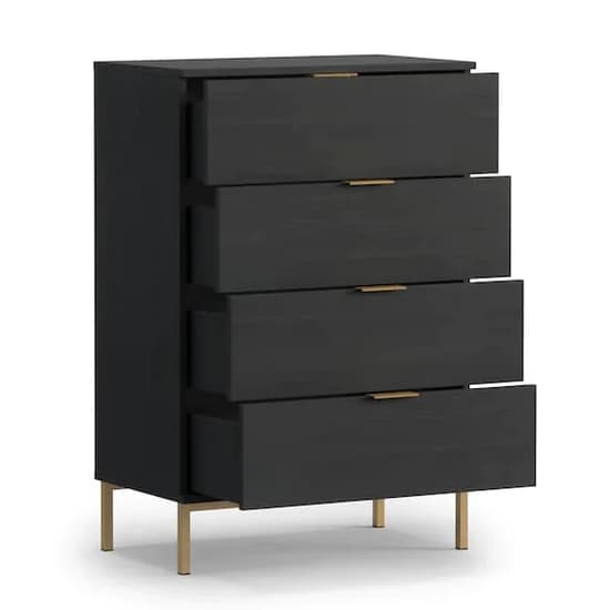 Pavia Wooden Chest Of 4 Drawers In Black Portland Ash_2
