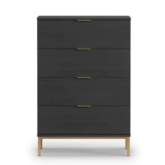 Pavia Wooden Chest Of 4 Drawers In Black Portland Ash_3
