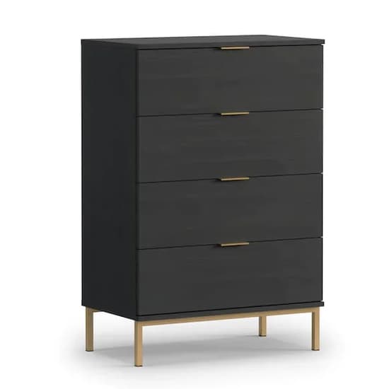 Pavia Wooden Chest Of 4 Drawers In Black Portland Ash_1