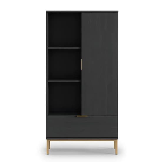 Pavia Wooden Display Cabinet With 1 Door In Black Portland Ash_3