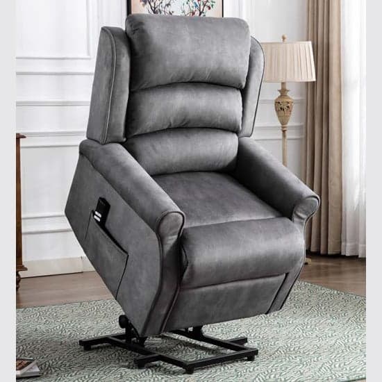 Pavia Electric Fabric Lift And Tilt Recliner Armchair In Grey_2