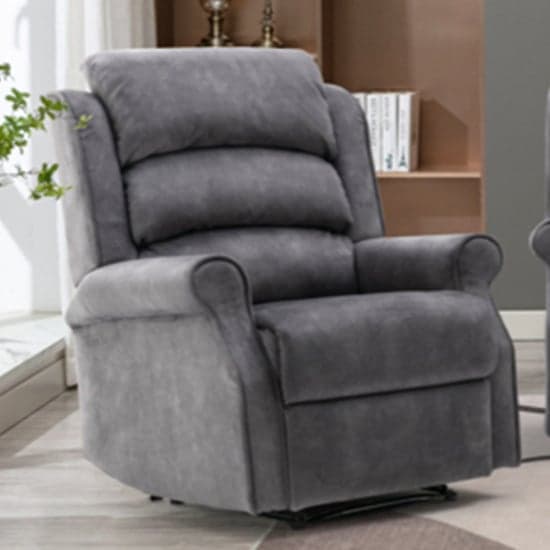 Pavia Electric Fabric Recliner 1 Seater Sofa In Grey_1
