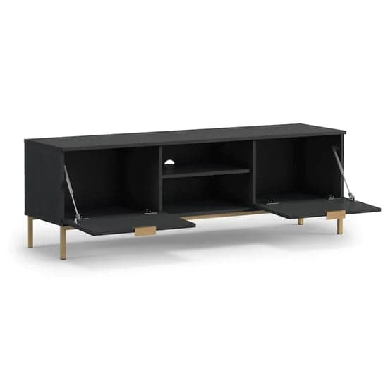 Pavia Wooden TV Stand With 2 Doors In Black Portland Ash_2