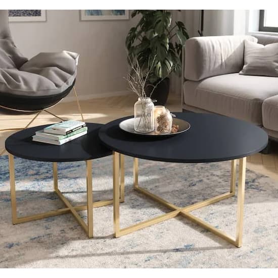 Pavia Wooden Coffee Table Round Large In Navy_3