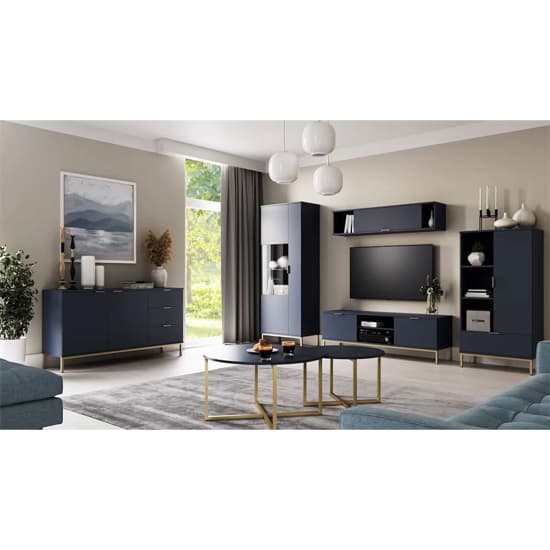 Pavia Wooden Sideboard With 2 Doors 3 Drawers In Navy_3