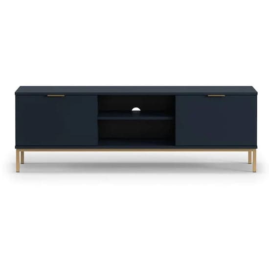 Pavia Wooden TV Stand With 2 Doors In Navy_2
