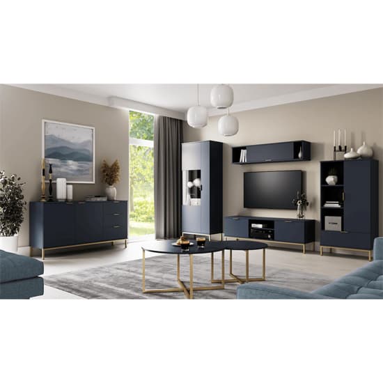 Pavia Wooden TV Stand With 2 Doors In Navy_3