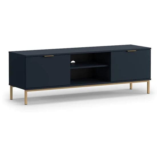 Pavia Wooden TV Stand With 2 Doors In Navy_1