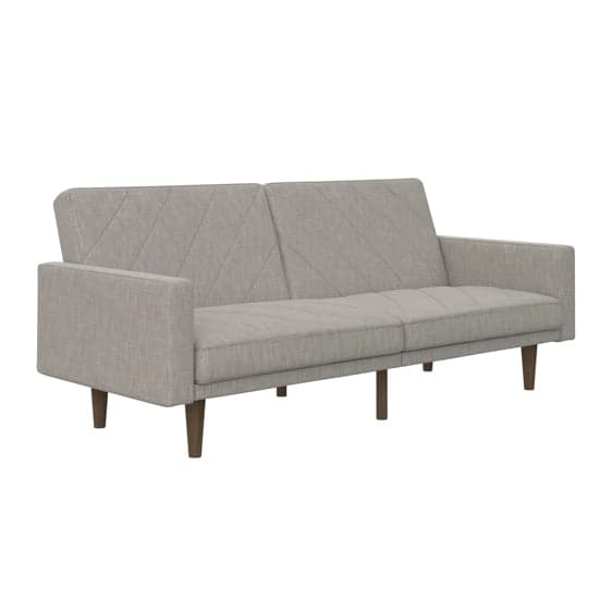 Pawson Linen Fabric Sofa Bed With Wooden Legs In Light Grey_5