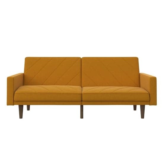Pawson Linen Fabric Sofa Bed With Wooden Legs In Mustard_5