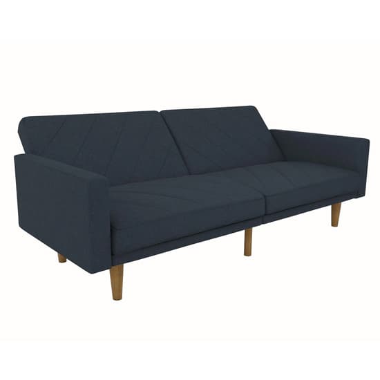 Pawson Linen Fabric Sofa Bed With Wooden Legs In Navy Blue_7