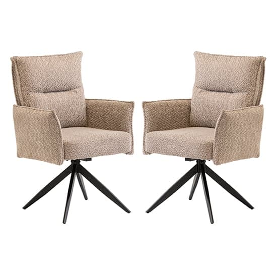 Paxton Swivel Oyster Boucle Fabric Dining Chairs In Pair_1