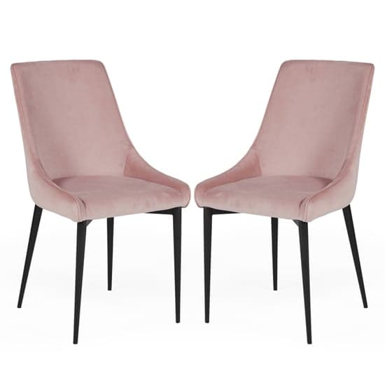 Payton Blush Velvet Dining Chairs With Metal Legs In Pair_1