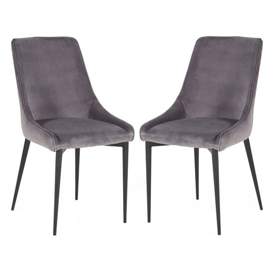 Payton Grey Velvet Dining Chairs With Metal Legs In Pair_1