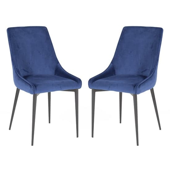 Payton Navy Velvet Dining Chairs With Metal Legs In Pair_1