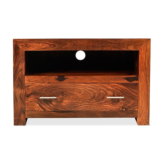 Payton Wooden TV Stand Small In Sheesham Hardwood With 1 Drawer_3