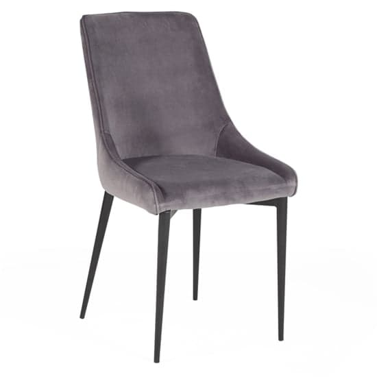 Payton Velvet Dining Chair With Metal Legs In Grey_1