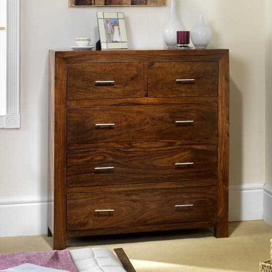 Payton Chest Of Drawers In Sheesham Hardwood With 5 Drawers_1