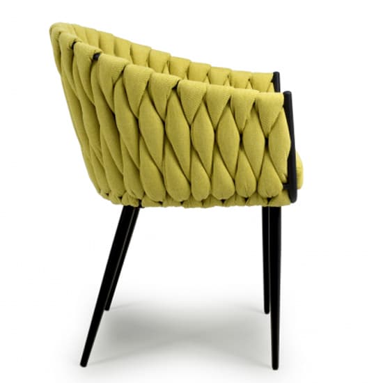 Pearl Braided Fabric Dining Chair In Yellow_3