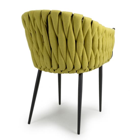 Pearl Braided Fabric Dining Chair In Yellow_4