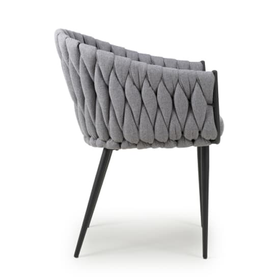 Pearl Grey Braided Fabric Dining Chairs In Pair_4