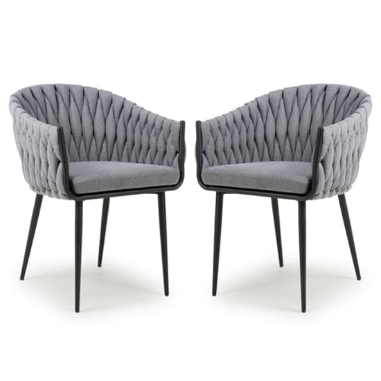 Pearl Grey Braided Fabric Dining Chairs In Pair_1
