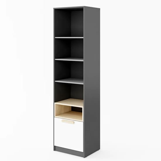Pearl Kids Wooden Display Cabinet Tall 3 Shelves In Graphite_1
