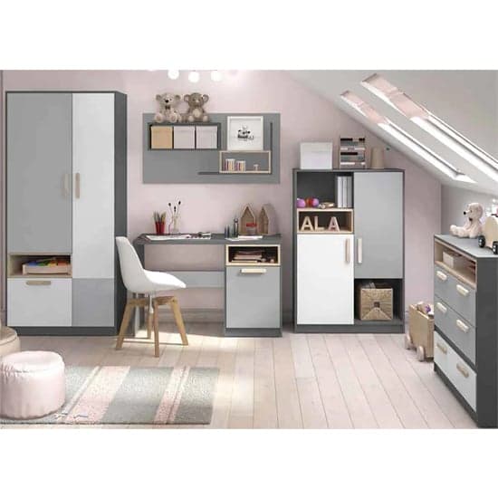 Pearl Kids Wooden Storage Cabinet Tall With 1 Door In Graphite_3