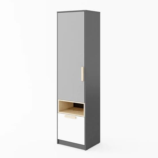 Pearl Kids Wooden Storage Cabinet Tall With 1 Door In Graphite_1
