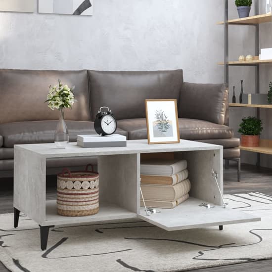 Pearl Wooden Coffee Table With 1 Flap In Concrete Effect_2