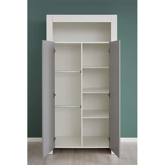 Peco Kids Room Wooden Wardrobe In White And Light Grey_2