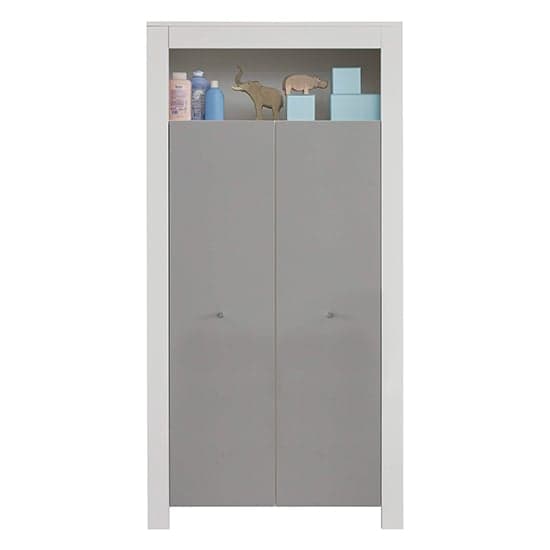 Peco Kids Room Wooden Wardrobe In White And Light Grey_3