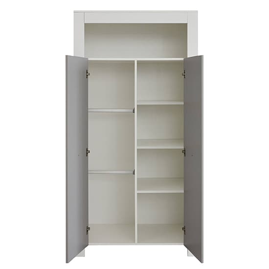 Peco Kids Room Wooden Wardrobe In White And Light Grey_4
