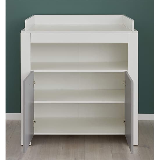 Peco Storage Cabinet With Changer Top In White And Light Grey_2