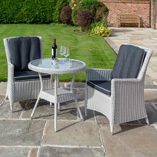 Peebles Round Bistro Table With 2 Chairs In Putty Grey
