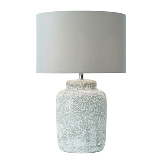 Peguera Grey Linen Shade Table Lamp With Grey Stone Base_2