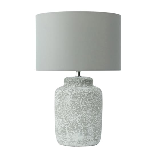 Peguera Grey Linen Shade Table Lamp With Grey Stone Base_1
