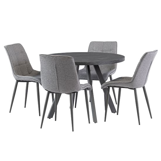 Paley 107cm Dark Grey Dining Table With 4 Paley Grey Chairs_1