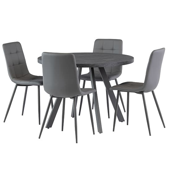 Paley Round 107cm Wooden Dining Table In Dark Grey_3